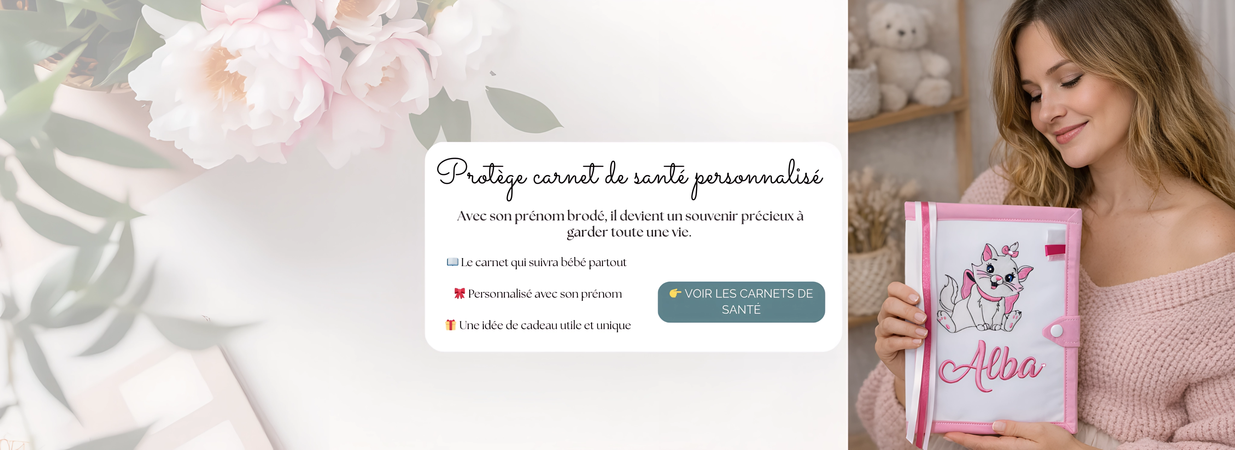 Le carnet de santé accompagnera bébé pendant toute son enfance. Avec son prénom brodé, il devient un souvenir unique que les parents garderont précieusement.